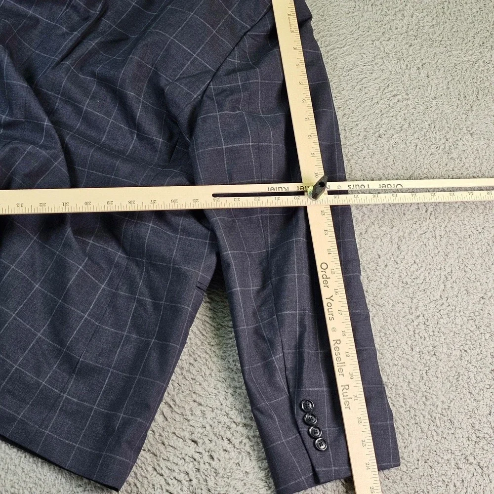 Jos. A. Bank Suit Jacket Mens 48R Gray Check 100% Wool Gordon Classic Fit